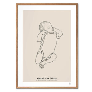 Orignal Lines NEWBORN 1:1 håndtegnede fødselsplakat, birth poster, baby poster